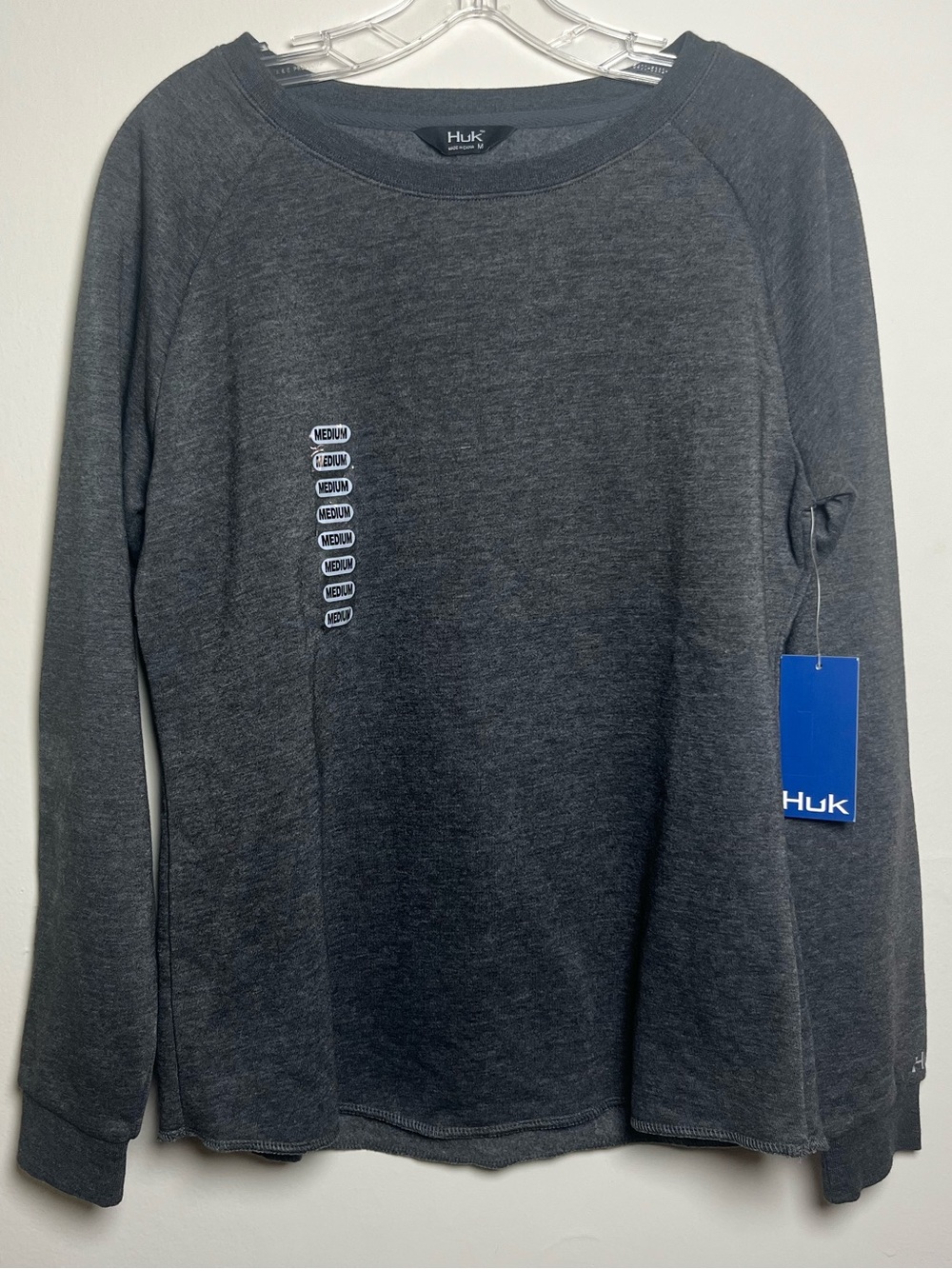 Huk Men's NWT Long Sleeve Crewneck Sweatshirt in Charcoal Gray